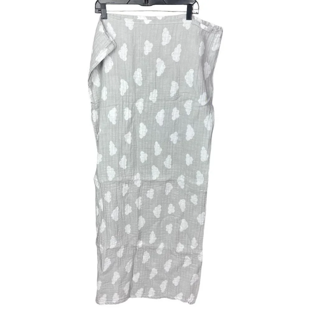 Cloud Island Baby Blanket Grey White Cloud Print Lightweight Cotton